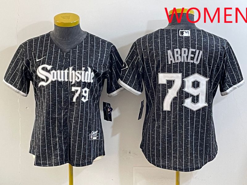Women Chicago White Sox #79 Abreu Black Stripe City Edition Game 2025 Nike MLB Jersey style 1->philadelphia phillies->MLB Jersey